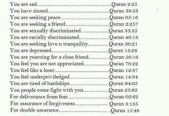 are you sad? caring verses from quran for 17 personal problems