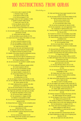 100 Commandments from Quran-True Qualities of a Muslim-Part 1