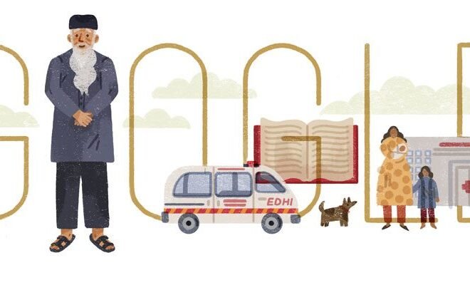 Google honours Abdul Sattar Edhi , Muslim philanthropist and humanitarian.