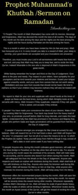 Prophet Muhammad Khutbah on Ramadan