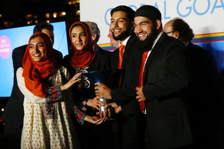 Done in Hijab,Beard and Kufi Pakistani-American Muslims Proudly received $1 Million Hult Prize 2017