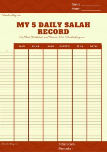 5 daily salah record 1