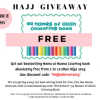 Hajj giveaway -100% discount on Asma ul Husna Coloring Book