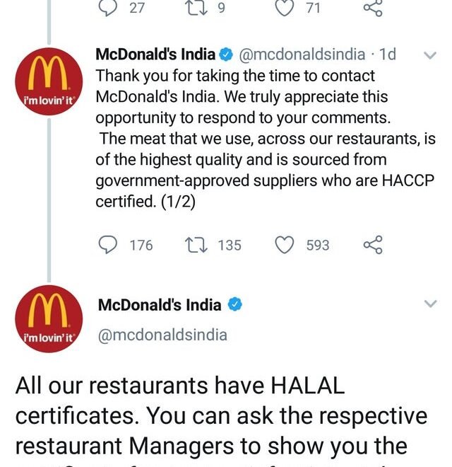 My say about #boycottMcdonalds that is trending in India because they serve Halal food