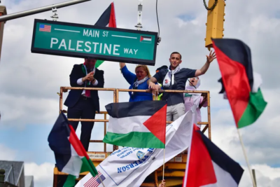 In a first, a street was named after Palestine in Paterson, New Jersey, USA.