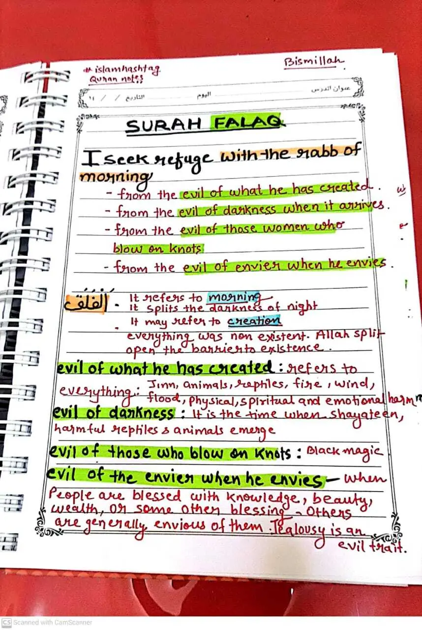 Quran Notes Surah Falaq and Surah Nas 2 notes surah falaq
