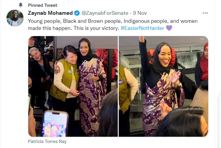 read more about the article zaynab mohamed, the youngest woman and one of the first black women elected to the minnesota senate in us midterm elections