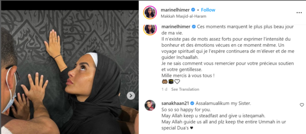maren al-haymar announces her conversion to islam and publishes pictures in front of the kaaba