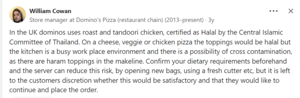 Is Domino's halal