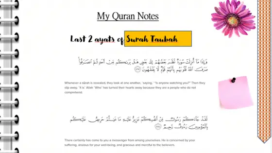 Last 2 ayats of Surah Taubah