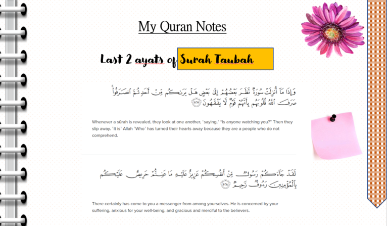 Last 2 ayats of Surah Taubah