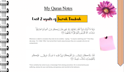 Last 2 ayats of Surah Taubah