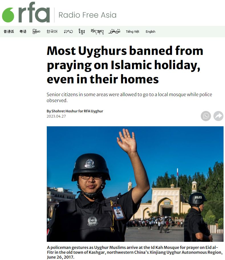 China had banned Uyghur Muslims from offering Eid