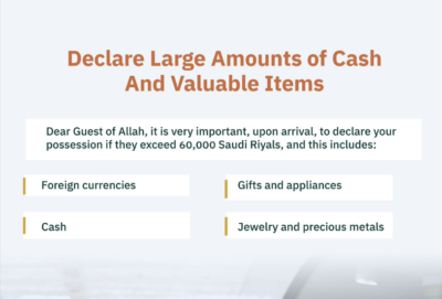 Pilgrims urged to disclose sums of money and objects in possession if their value exceeds SR60,000