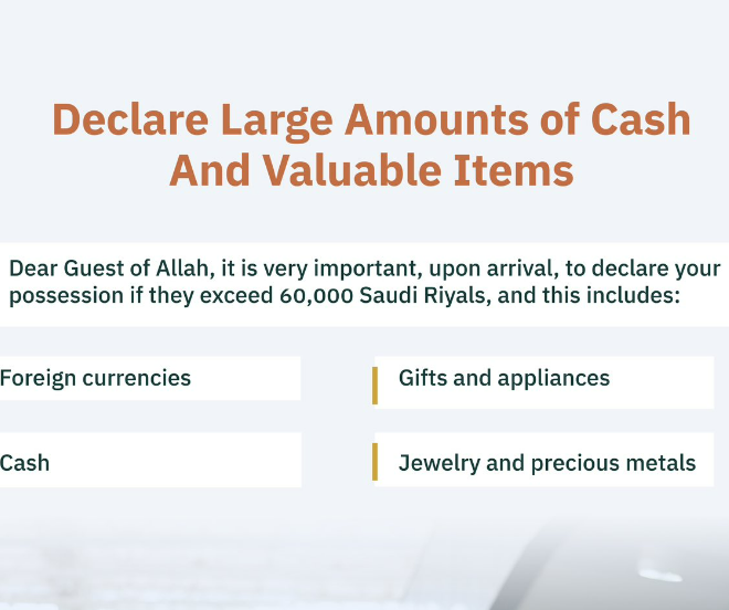 Hajj 2023:Pilgrims urged to disclose sums of money and objects in possession if their value exceeds SR60,000