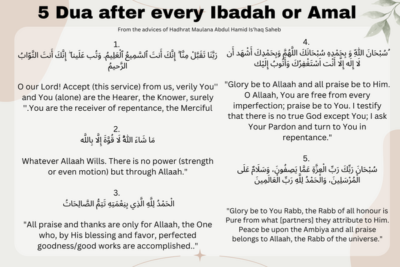 5 Dua after every Ibadah or good work.