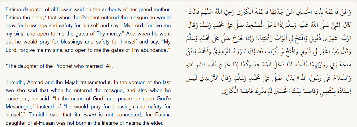 Dua for entering Masjid