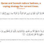 Quran and Sunnah reduce Sadness, a coping strategy for current times.
