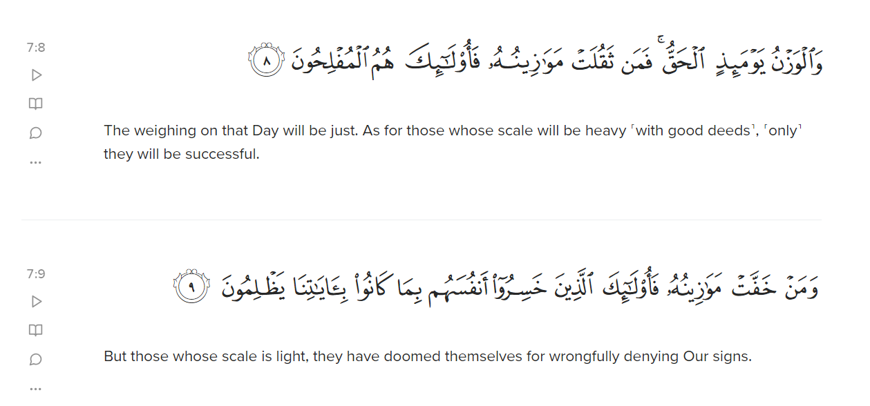 Book of deeds as mentioned in Quran
