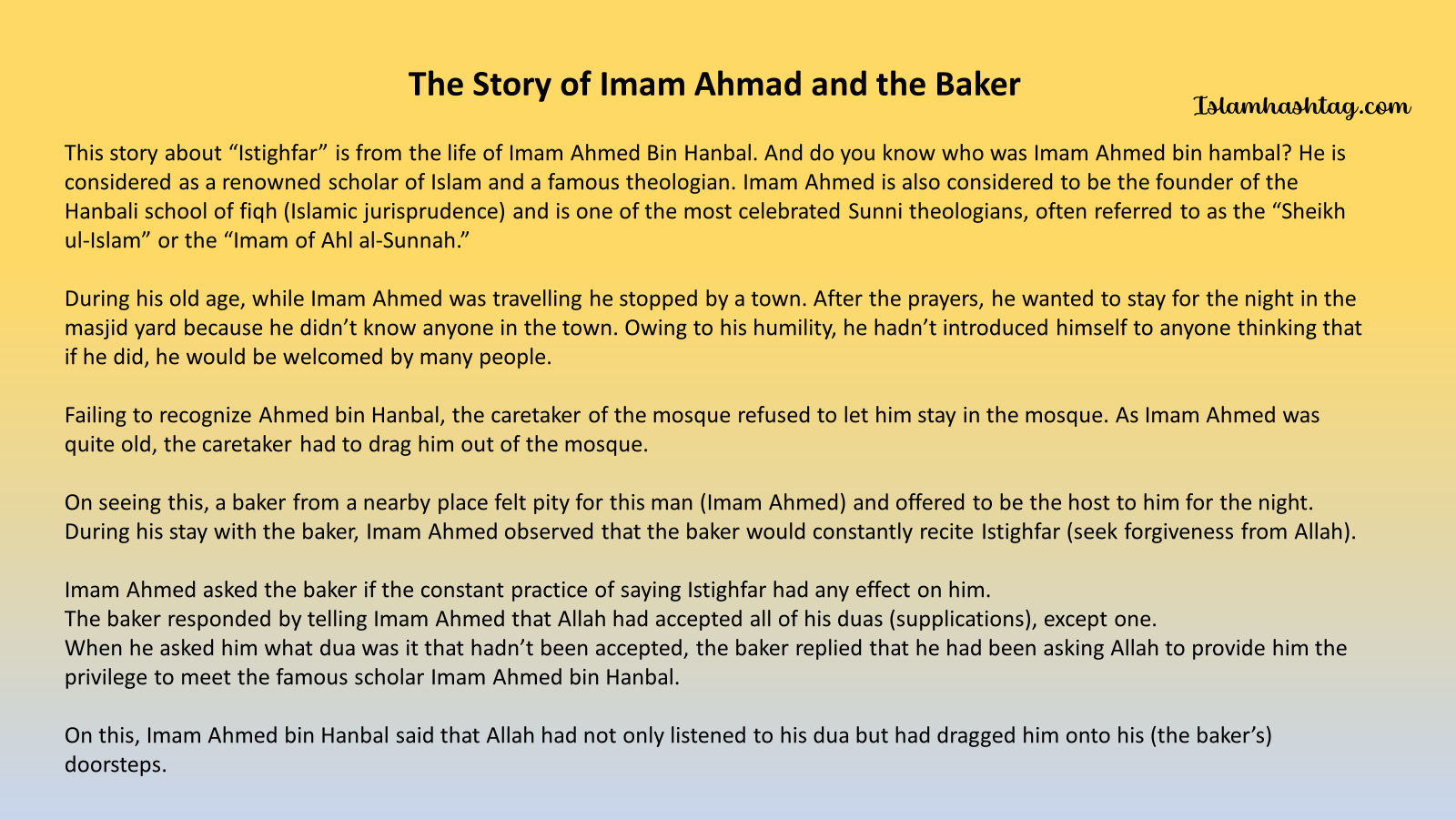 story of imam ahmed and the baker