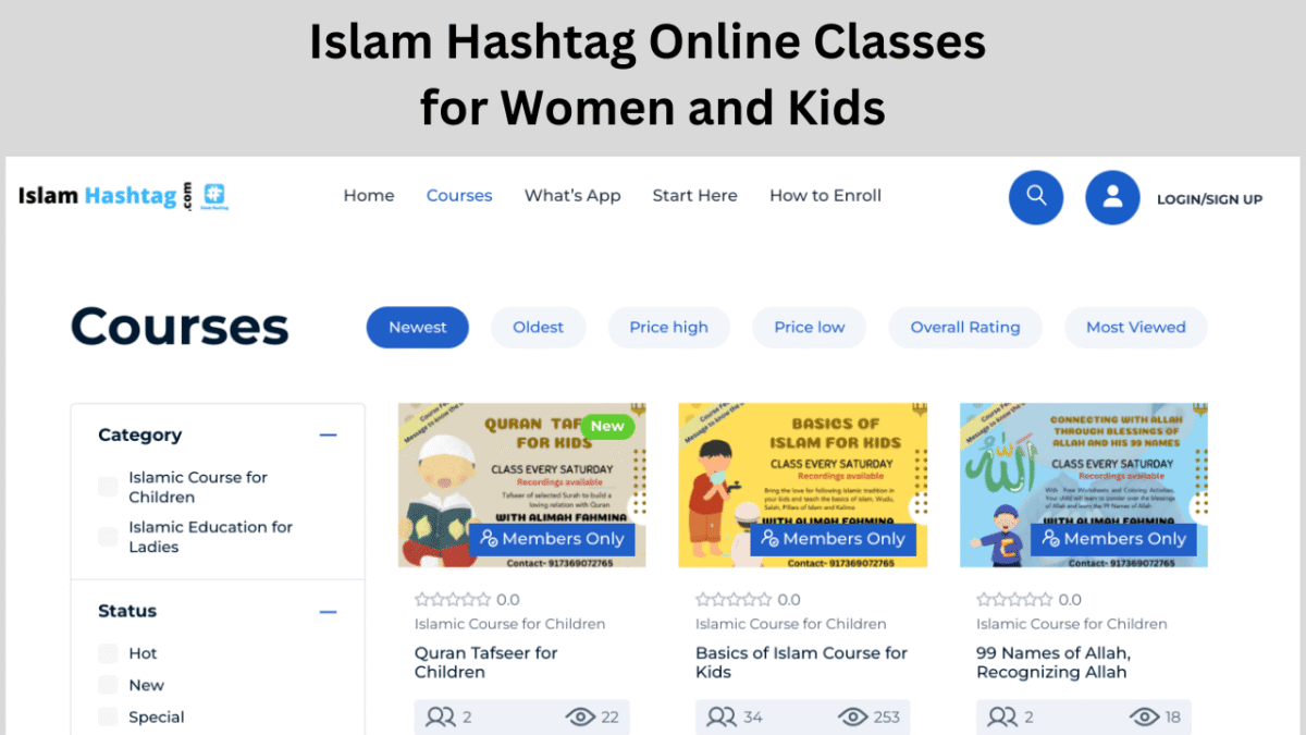 Starting August, New Islamic Courses for Kids and Women.