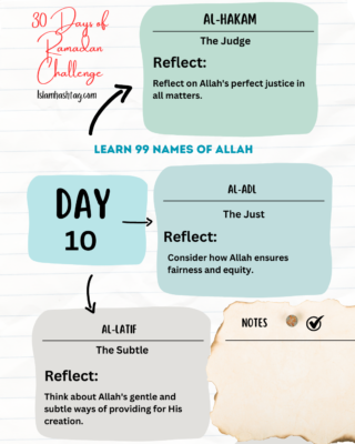 Day 10 Reflecting on the Names of Allah Al-Hakam,Al-Adl, Al-Latīf