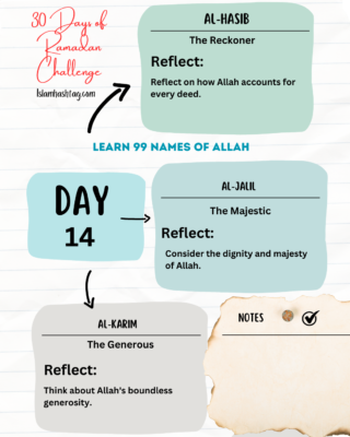 Day 14 Reflecting on Allahs Names Al-Hasib, Al-Jalil, Al-Karim