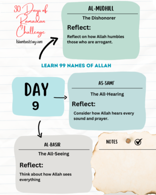 Day 9Reflecting on Allahs Name Al-Mudhill, As-Sami, Al-Baseer