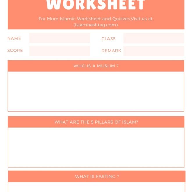5 Pillars of Islam Worksheet