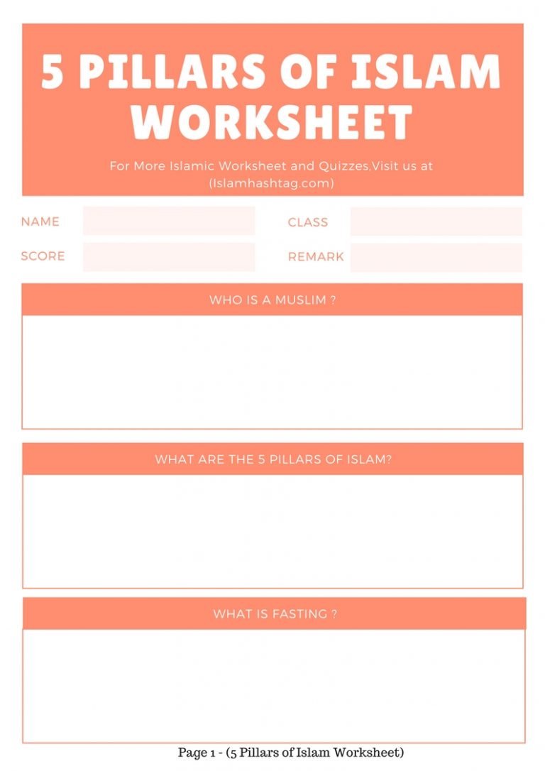 5 Pillars of Islam Worksheet
