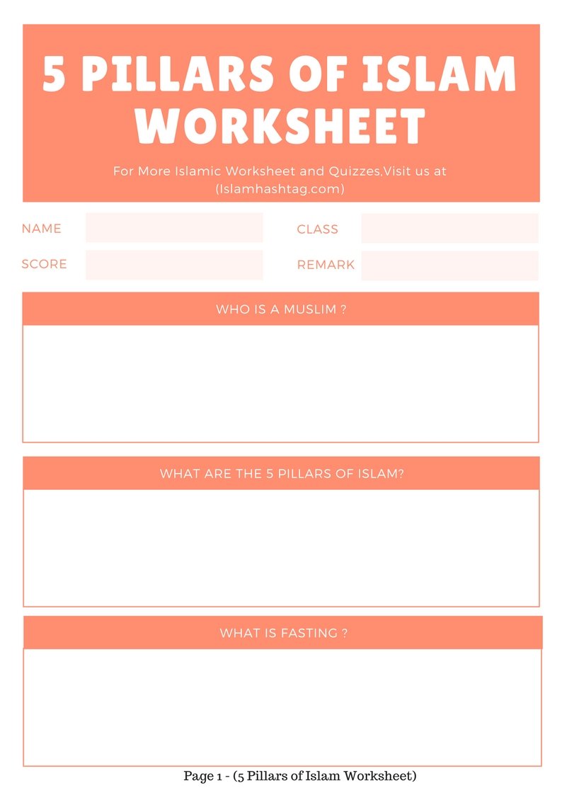 5 pillars of islam worksheet 1