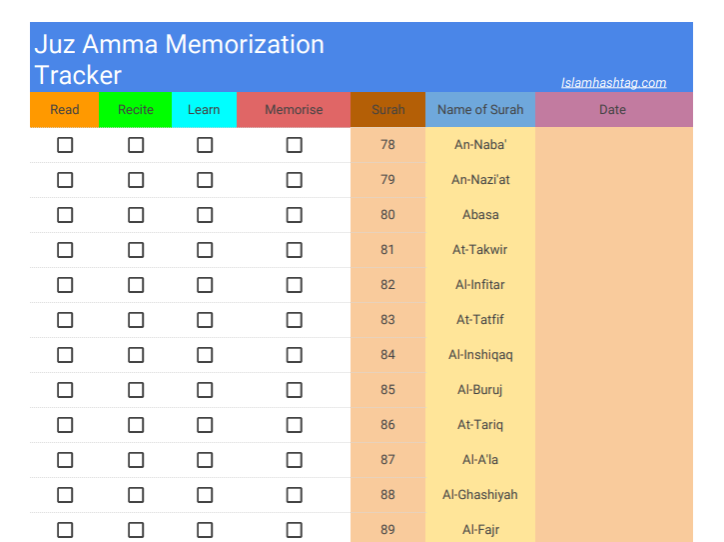 juzz amma memorization tracker-free